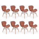 Ver imagem 1 de Kit 8 Cadeiras Charles Eames Eiffel Slim Wood Estofada - Marrom