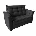 Ver imagem 3 de Sofá Conjunto Poltrona e Sofá Pequeno 2 Lugares Fixo 140cm Preto Suede