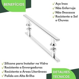 Puxador Inox Para Porta De Correr Vidro Madeira 20Cm M.S - 7