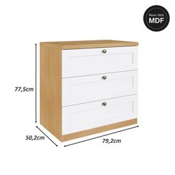 Kit Quarto 14 Peças com Guarda Roupa Armários e Gaveteiro Cor:savana com Branco - 7