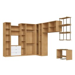 Kit Quarto 14 Peças com Guarda Roupa Armários e Gaveteiro Cor:savana com Branco - 4