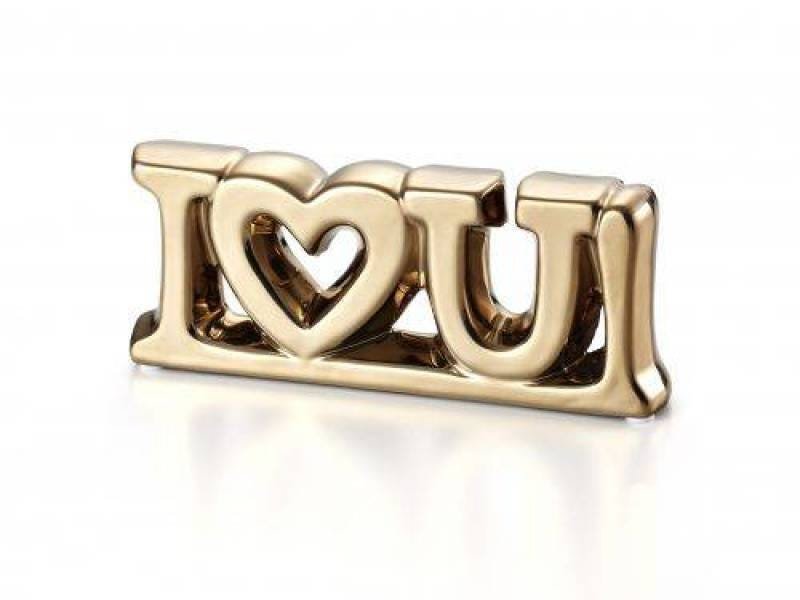 Placa I Love U Dourada20x7cm Bencafil - 1
