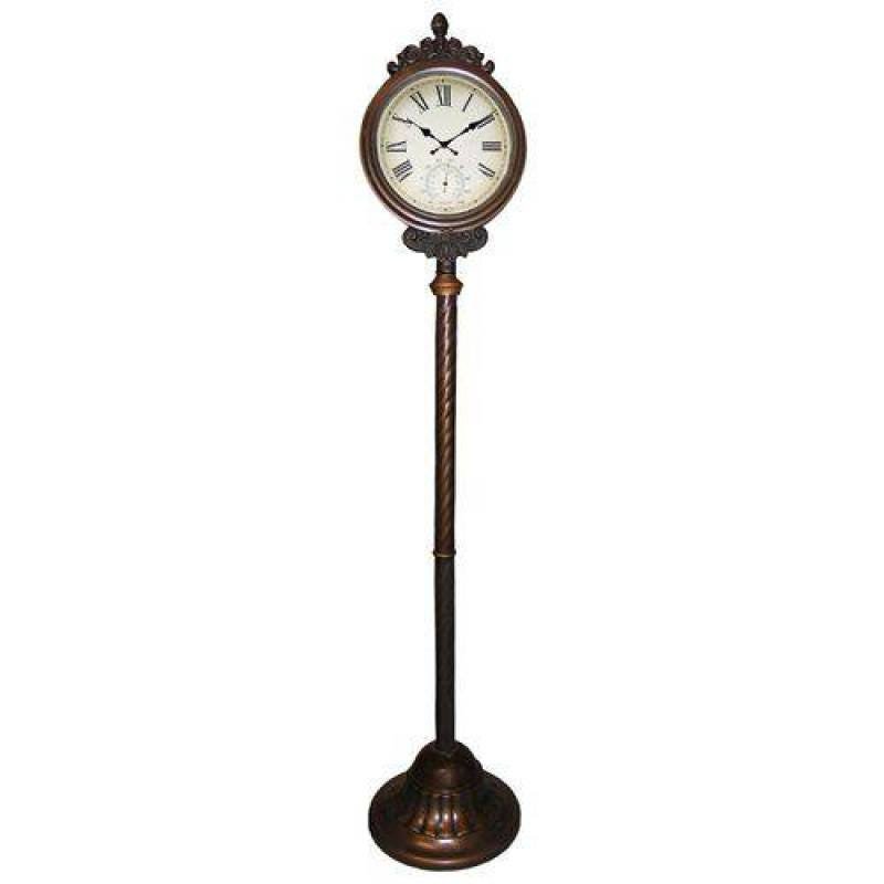 Relógio de Estação de Trem Pedestal Reto Metal 2 Faces Goods - 1