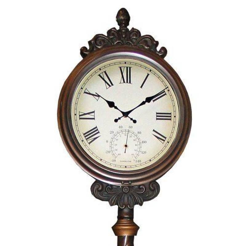 Relógio de Estação de Trem Pedestal Reto Metal 2 Faces Goods - 2