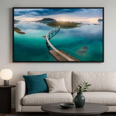 Quadro Canvas Caminho sobre o Mar - Trav Ponte-mold.preta:60x40cm