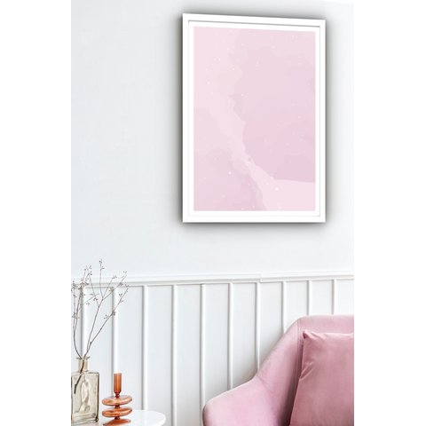 Quadro Decorativo Abstrato Rosa Claro - 70x50cm:moldura Preta