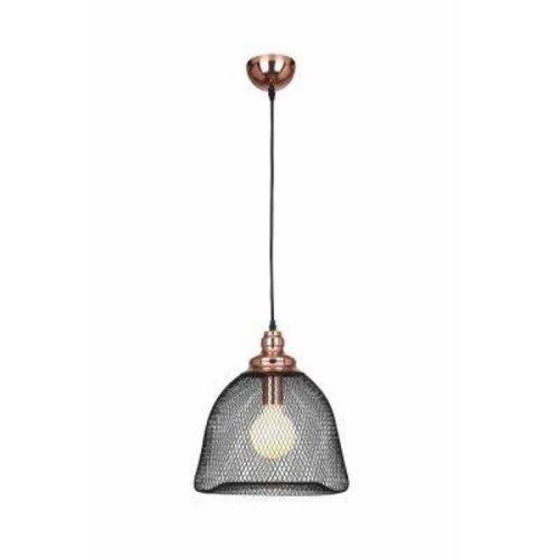 Pendente Copper 1 x E27 Cobre e Preto Bella Iluminação - 183 x 32 cm
