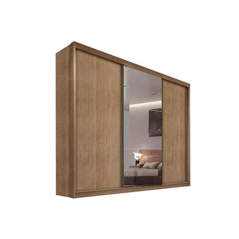 Guarda Roupa Casal 3 Portas de Correr e 4 Gavetas C/ 1 Espelho Diamond/toulon Plus Freijo Cumaru -