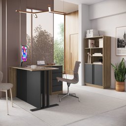 Escritorio Completo 2 Peças Mesa em L Officce - 1