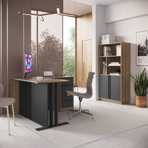 Escritorio Completo 2 Peças Mesa em L Officce