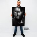 Ver imagem 2 de Quadro Decorativo Caixa a Face da Mulher em Preto e Branco Tacolado Moldura Caixa 3cm Madeira com Vi