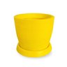 Vaso de Planta Redondo de Polietileno 30x30 + Prato Amarelo - 1