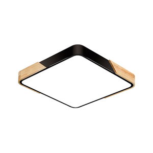 Plafon Hevvy Led Wood Quadrado com Madeira 40cm 3000k, 4000k, 6000k 48w Preto