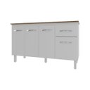 Ver imagem 1 de Balcão Cozinha Armário Gabinete Camila Branco com Tampo Tampão 140 Cm Mobília Decor Savana