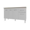 Balcão Cozinha Armário Gabinete Camila Branco com Tampo Tampão 140 Cm Mobília Decor Savana - 1