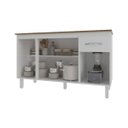 Ver imagem 4 de Balcão Cozinha Armário Gabinete Camila Branco com Tampo Tampão 140 Cm Mobília Decor Savana