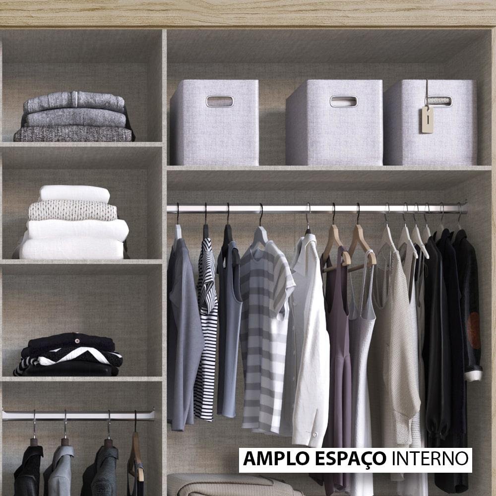Guarda-Roupa Édez Casal Montreal, 6 Portas 2,68 m, Off White e Touch Amêndoa - 8