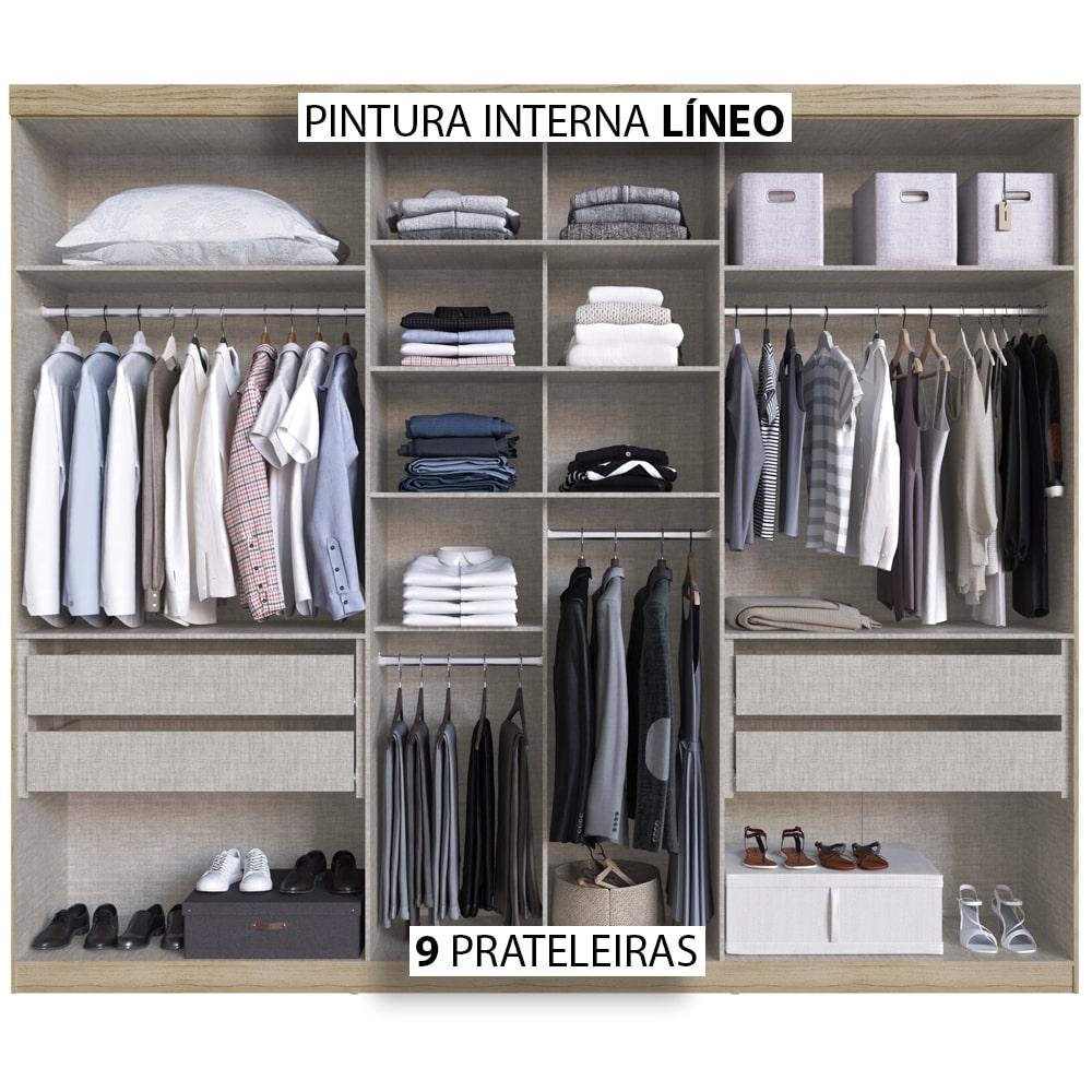 Guarda-Roupa Édez Casal Montreal, 6 Portas 2,68 m, Off White e Touch Amêndoa - 4