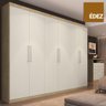 Guarda-Roupa Édez Casal Montreal, 6 Portas 2,68 m, Off White e Touch Amêndoa - 1