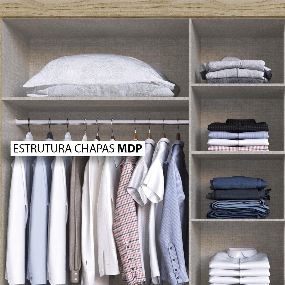 Guarda-Roupa Édez Casal Montreal, 6 Portas 2,68 m, Off White e Touch Amêndoa - 6