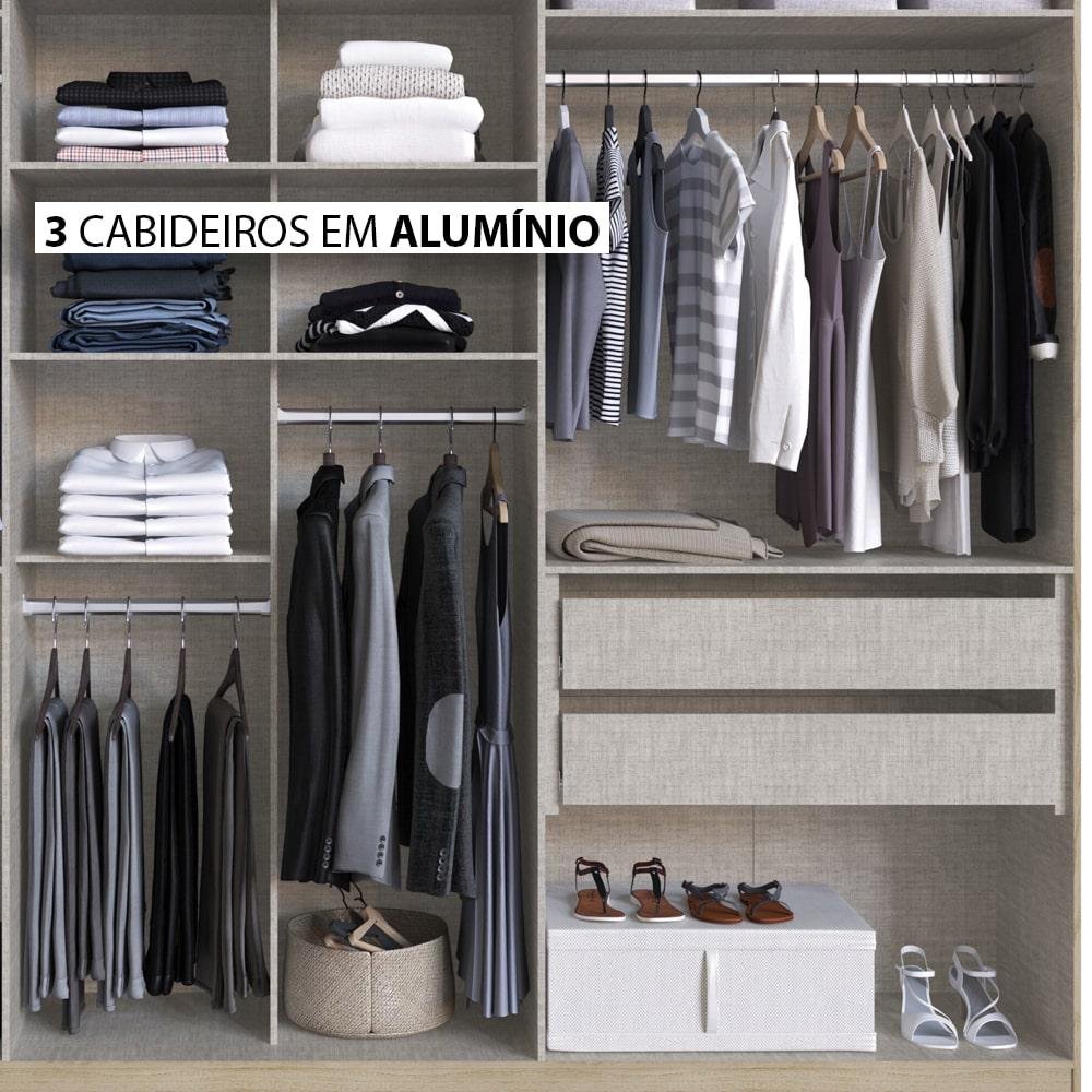 Guarda-Roupa Édez Casal Montreal, 6 Portas 2,68 m, Off White e Touch Amêndoa - 5