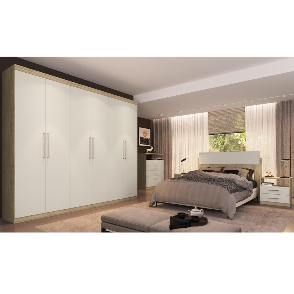 Guarda-Roupa Édez Casal Montreal, 6 Portas 2,68 m, Off White e Touch Amêndoa - 9