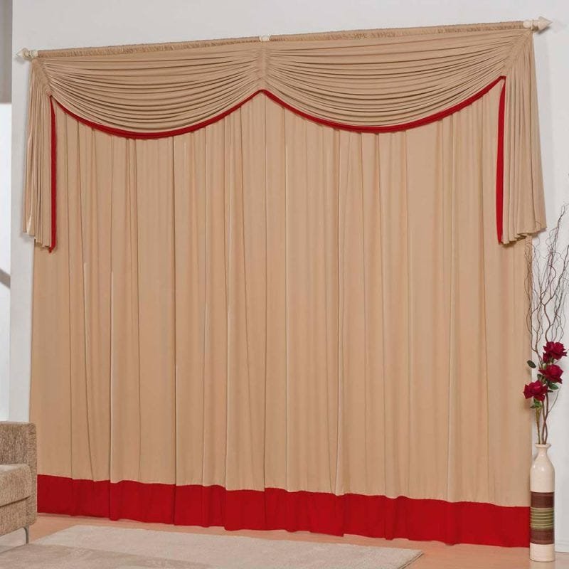 Cortina para Decorar Sala Varão Simples 4m Moscou Vermelho - 1
