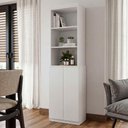 Ver imagem 2 de Armário Organizador Malmo 2 Portas 5 Prateleiras MDP 51cm Branco