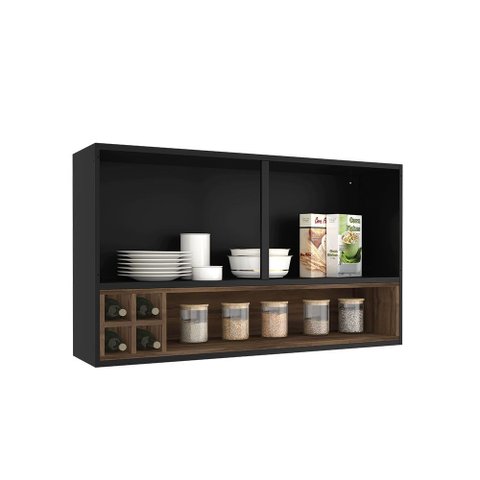 Armário Aéreo de Cozinha Exclusive Itatiaia 2 Portas e Nicho Garrafeiro