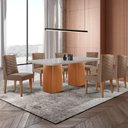 Ver imagem 1 de Mesa de Jantar Eloise 180cm Tampo Mdf 6 Cadeiras Moderna Veludo Capuccino/nat/off/serig. Off
