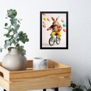 Ver imagem 1 de Quadro Coelho da Páscoa - Bicicleta Balões 33x24cm:moldura Preta