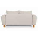Ver imagem 4 de Sofa Living 180cm com Dois Puff Tecido Boucle Almofadas Soltas Pes em Madeira: Off White