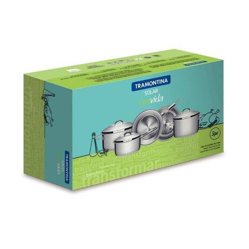 Ver imagem 4 de Conjunto De Panelas 5pc Inox Tramontina Solar Fundo Triplo