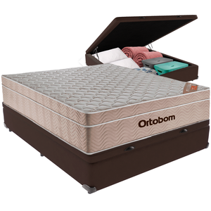 Cama Box Baú e Colchão Airtech Springpocket Molas Ensacadas Viúvo Ortobom: Marrom