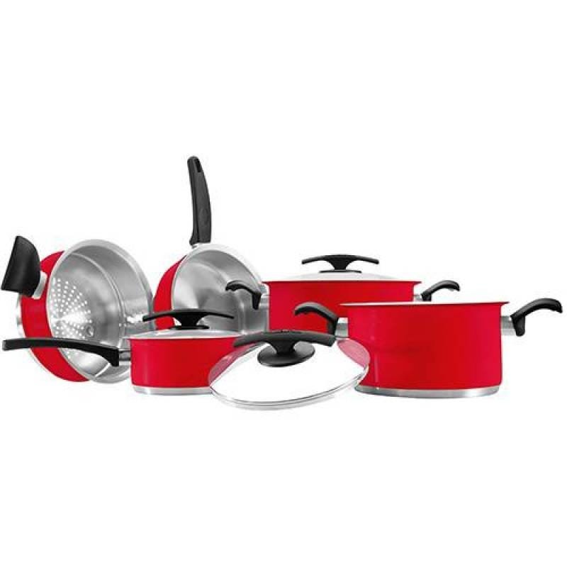 Conjunto de Panelas Tramontina Duo Color Inox 5 Peças Vermelho - 1