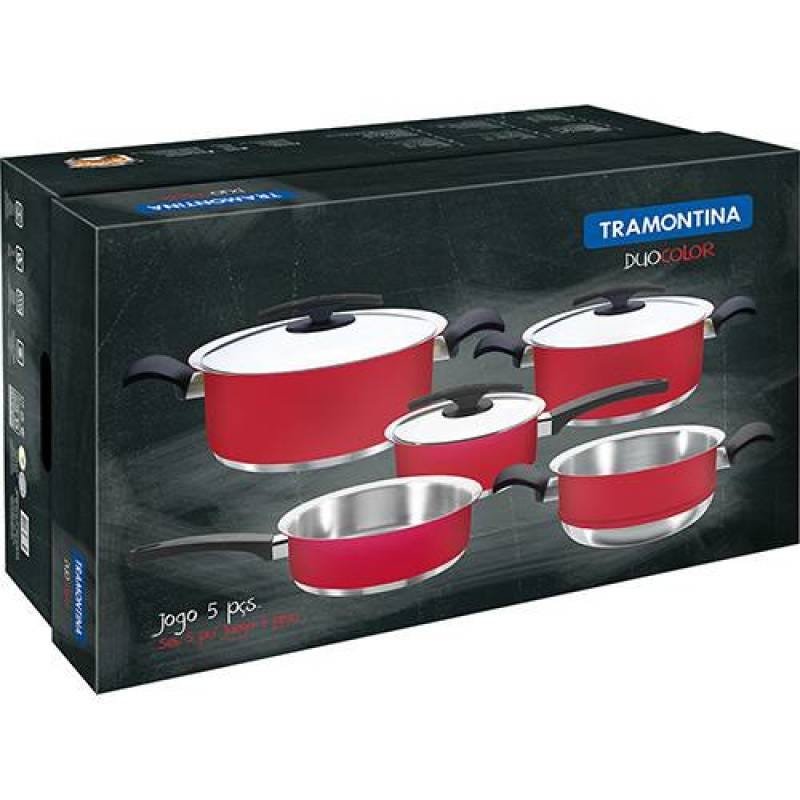 Conjunto de Panelas Tramontina Duo Color Inox 5 Peças Vermelho - 2