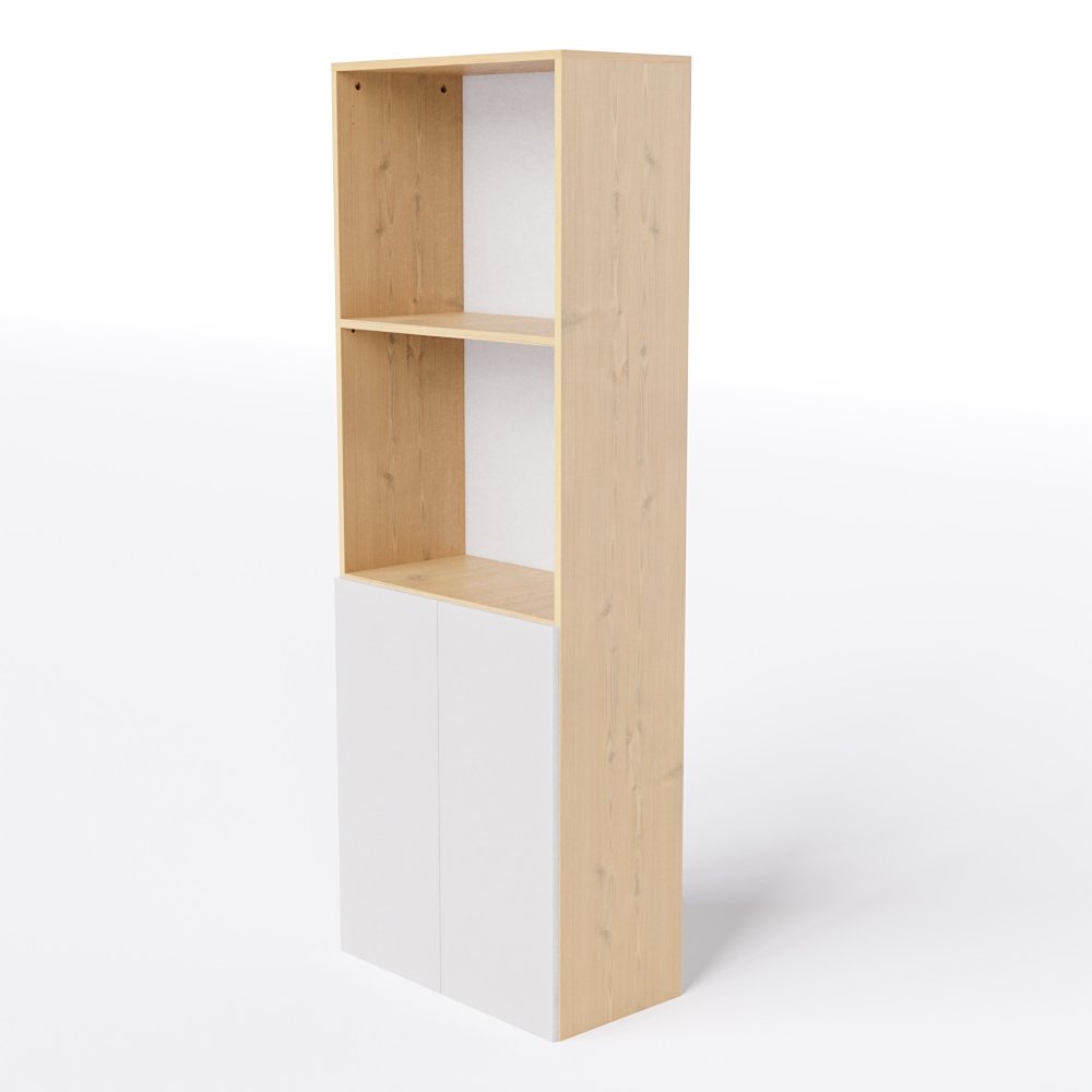 Armário para Escritório Alto com Portas Baixa:branco com Legno Salinas