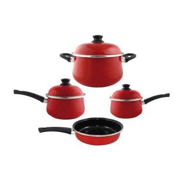 Ver imagem 1 de Conjunto Panelas Bojudas 4 Pcs Mae Agata Vermelho Ewel
