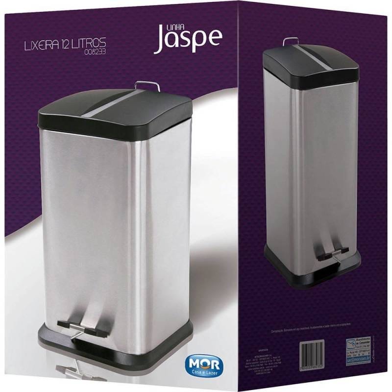 Lixeira Quadrada 12l Linha Jaspe - 3