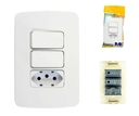 Ver imagem 1 de Interruptor 2 Seção + Tomada Simples 20amp 4x2 Margirius B3 - Branco