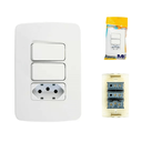 Ver imagem 1 de Interruptor 2 Seção + Tomada Simples 20amp 4x2 Margirius B3 - Branco