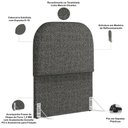 Ver imagem 5 de Cabeceira Cama Box Solteiro 100cm Lanna com Puff Recamier Doha W01 Linho Mescla Chumbo - Lyam Decor