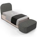Ver imagem 1 de Cabeceira Cama Box Solteiro 100cm Lanna com Puff Recamier Doha W01 Linho Mescla Chumbo - Lyam Decor