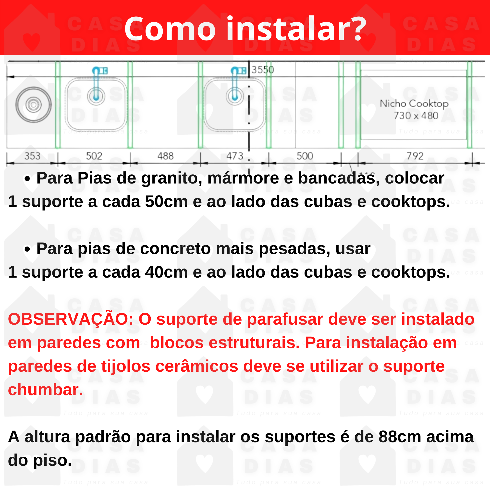 Suporte Para Pia Parafusar Super Reforçado 50cm 2unid - 6