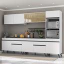 Ver imagem 1 de Armário de Cozinha Completa 302cm Veneza Multimóveis V3689 Branco/Preto