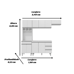 Cozinha Modulada Completa Andreia C/5 Peças 240cm - Ajl Móveis Branco - 2