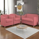 Ver imagem 1 de Kit 2 Poltronas Decorativa Tilla + Namoradeira Sala de Estar Cor:rosa
