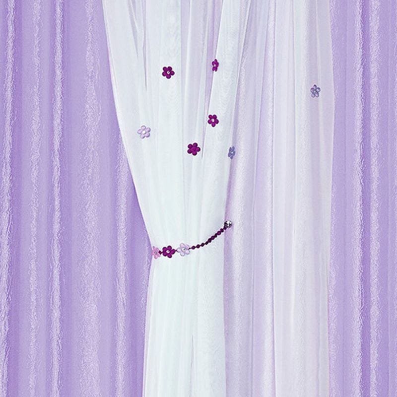 Cortina Para Varão Mimos 2,00M X 1,70M Alt - Tecido Seda com Voil - Lilás - 2