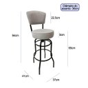 Ver imagem 4 de Kit 2 Banquetas Bar Bancada Média Altura 65cm Preta Giratória Encosto Estofado Assento Luxo em Linho