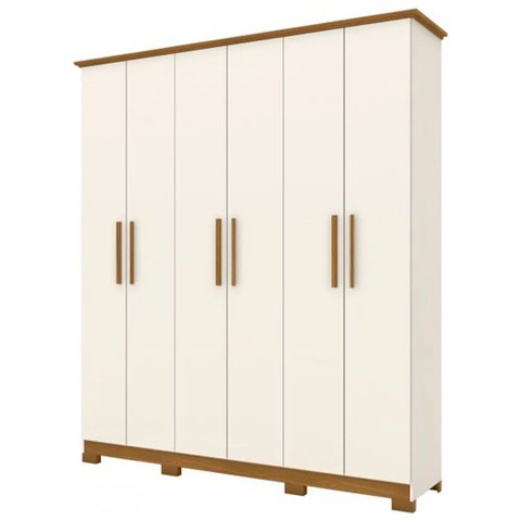 Guarda Roupa Solteiro 6 Portas Cover Off White/nature - Henn